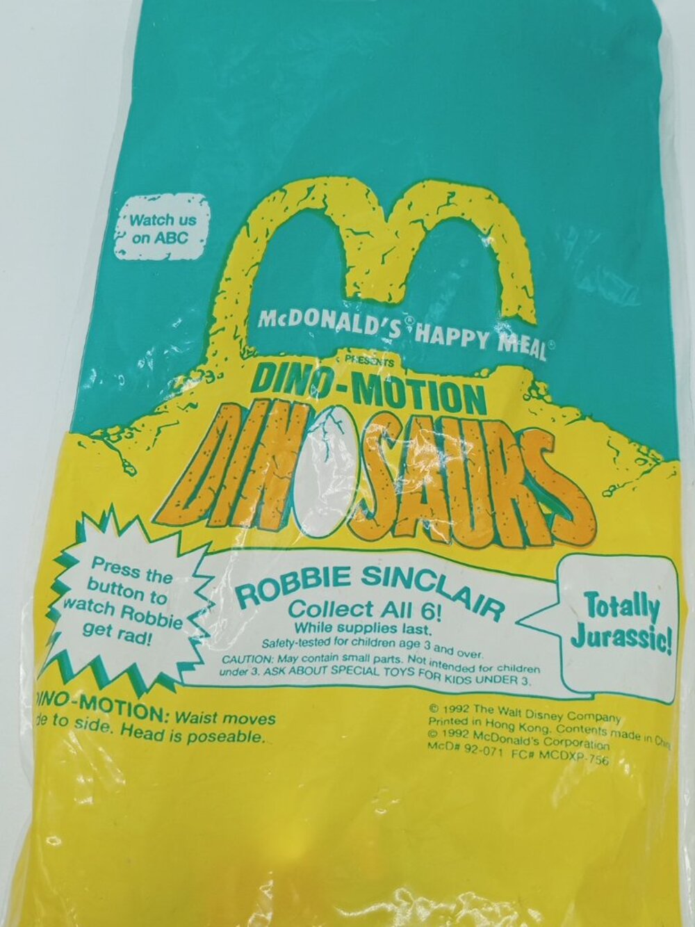 Vintage 1992 Sealed Dinosaurs TV Show Dino-Motion Robby Sinclair - McDonald's